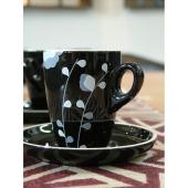 modern etkeszlet kaves csesze szett fekete retro vintage etkezo kavezo kave viragmintas design keramai csesze.jpg